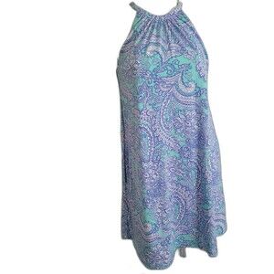 Cynthia Rowley XS Dress compression stretch keyhole button pockets crew